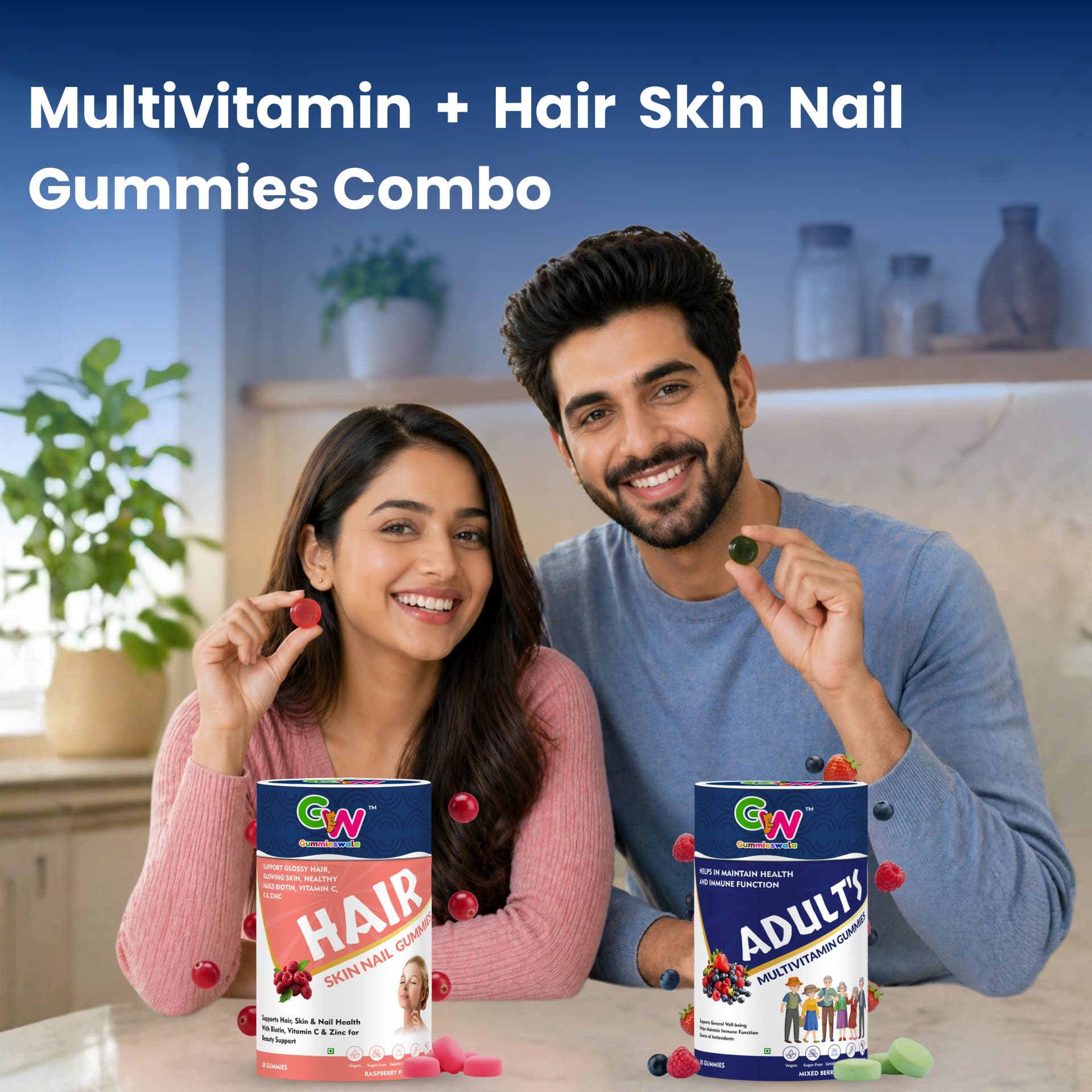Multivitamin + Hair Skin Nail Gummies (Pack of 2) thumbnail 2