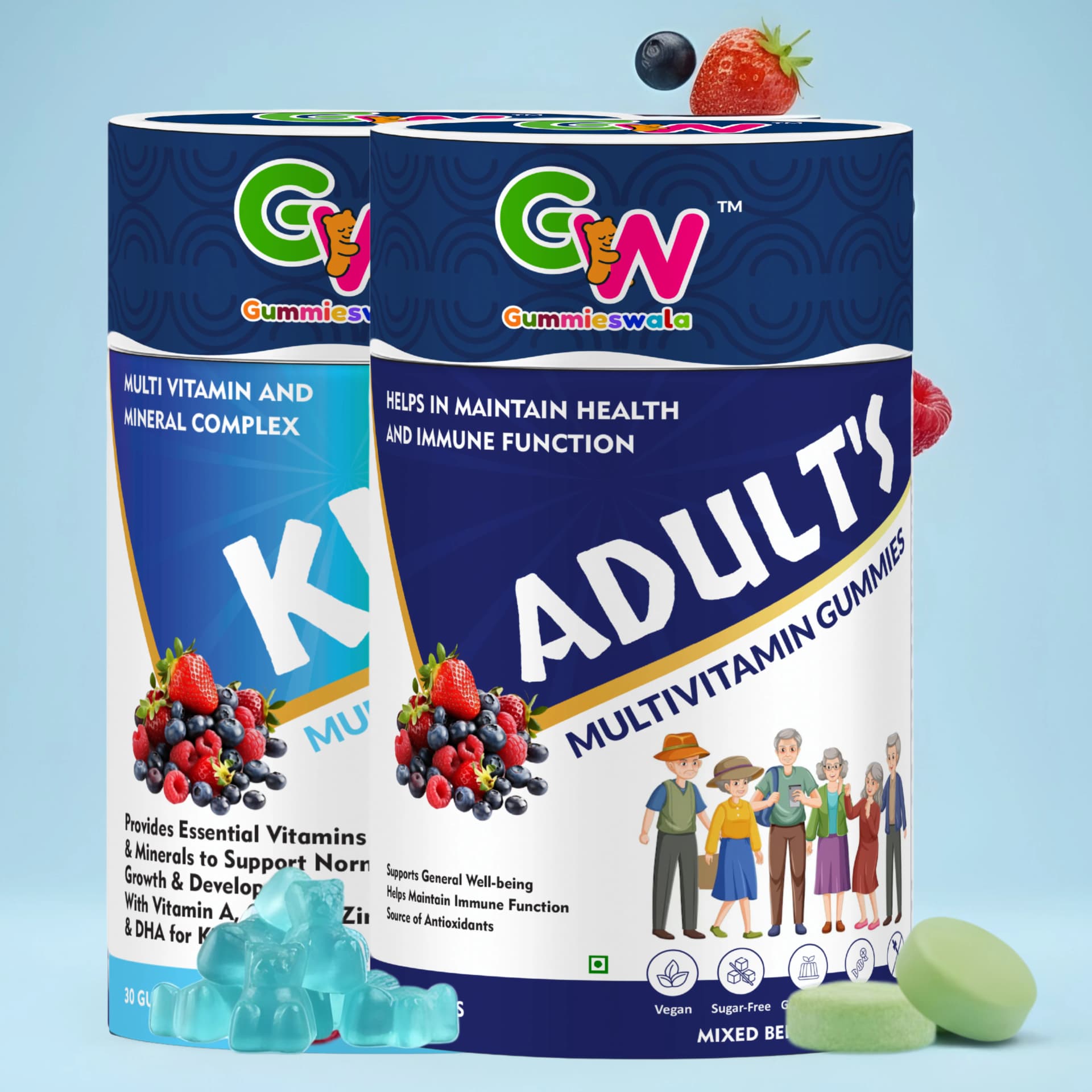 Adults + Kids Multivitamin Gummies (Pack of 2)
